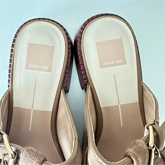 NEW Dolce Vita Haydee Double Buckle Cinnamon Suede Mary Jane Women's Mule, Sz 9 - Picture 6 of 11